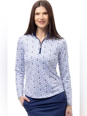SanSoleil 1/4 Mock Zip UPF 50+ Pickleball Print